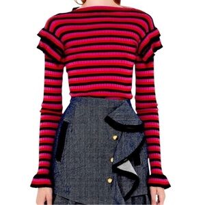 Philosophy Di Lorenzo Serafini Ruffle Sleeve Striped Sweater